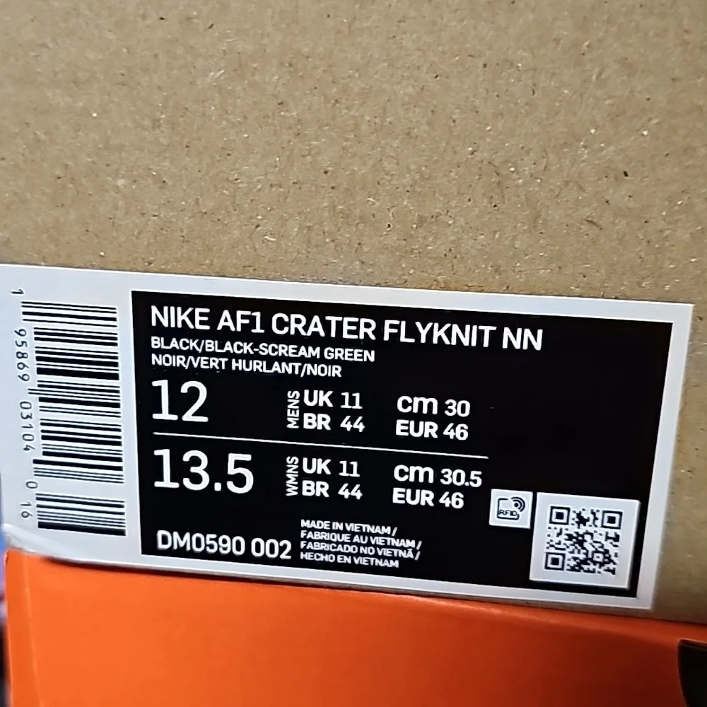 Nike AF1 Crater Flyknitt NN Size 12 Black-Scream Green 🦎✅️ - Picture 7 of 7